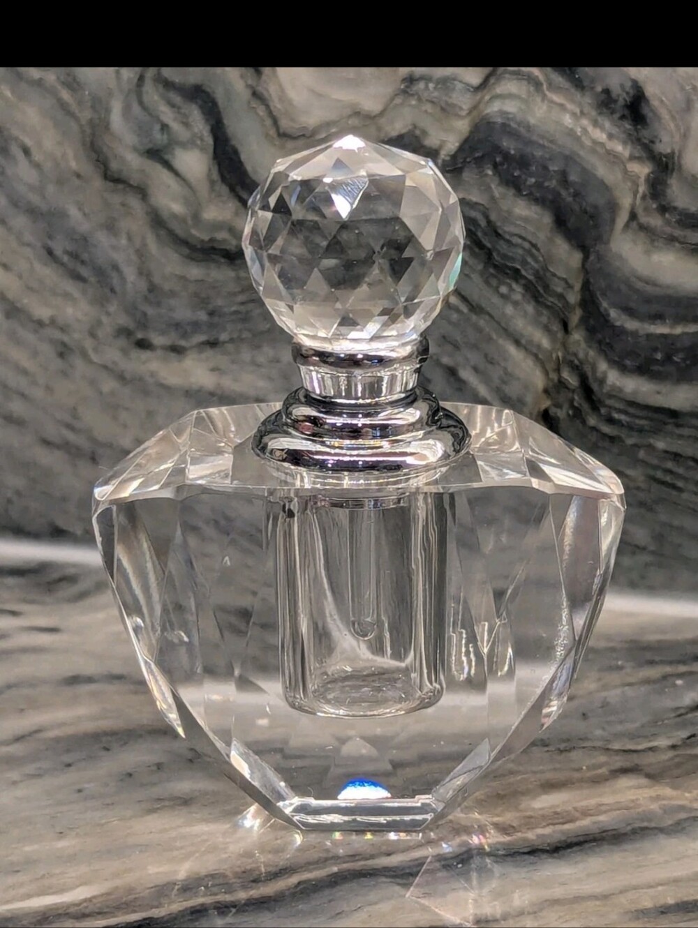 Oleg Cassini Crystal Perfume Bottle Mini Vanity Decor In Box